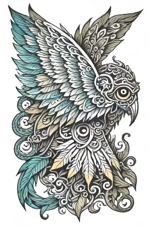 neotribal winged style upper back  tattoo design idea