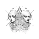 Gemini twin  tattoo design idea