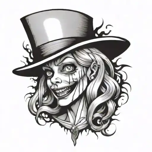 Alice,chains in  mouth, cartoon, horror movie characters tattoo design idea