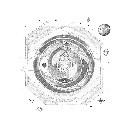 labyrinthe astronomy tattoo design idea