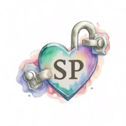 initials sp heart shaped lock tattoo design idea