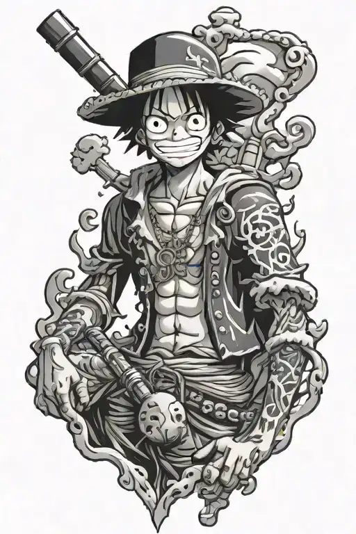 One piece anime character tattoo design idea