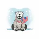 A patriotic scene with a bear saluting the American flag tattoo design idea