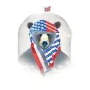 A patriotic scene with a bear saluting the American flag tattoo design idea