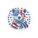 A patriotic scene with a bear saluting the American flag tattoo design idea