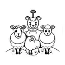 A group of sheep standing in front of a church tattoo design idea