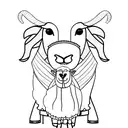 A group of sheep standing in front of a church tattoo design idea