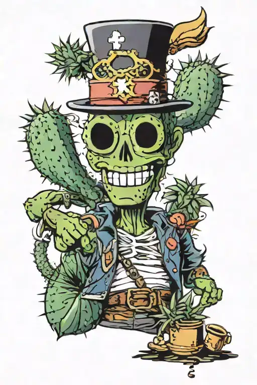 a cactus with the outfit of Ace D.Portgas of One piece and also the hole in his chest. tattoo design idea