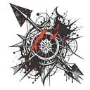 Chaos arrow star with spider web in middle finger tattoo design idea