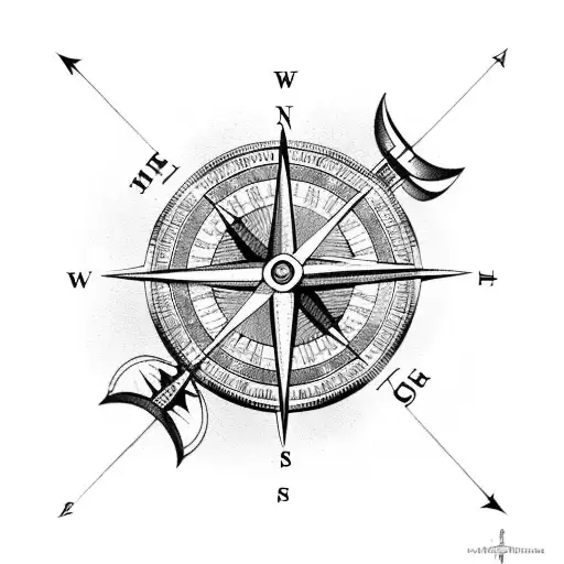 Engineer's compass with an anchor and arrow design tattoo design idea