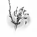 Ash tree, fire, Lilly flower tattoo design idea