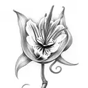 Ash tree, fire, Lilly flower tattoo design idea