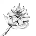 Ash tree, fire, Lilly flower tattoo design idea