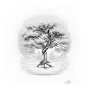 ash tree on fire with lillys at the base tattoo design idea