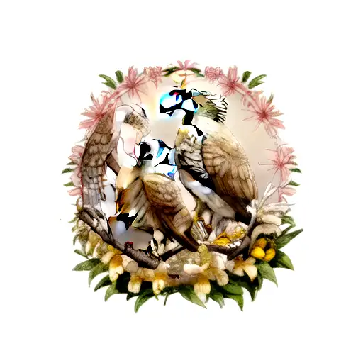 1 aguila y 2 palomas tattoo design idea