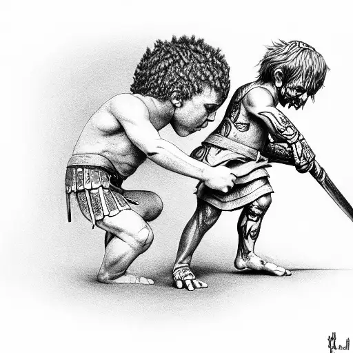 david vs goliath tattoo design idea