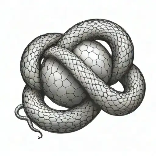 large snake wrapped around a ball with the number 8 tattoo design idea