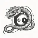 A snake with fangs wrapped around an 8 ball tattoo design idea