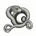 A snake with fangs wrapped around an 8 ball tattoo design idea