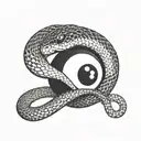 A snake with fangs wrapped around an 8 ball tattoo design idea