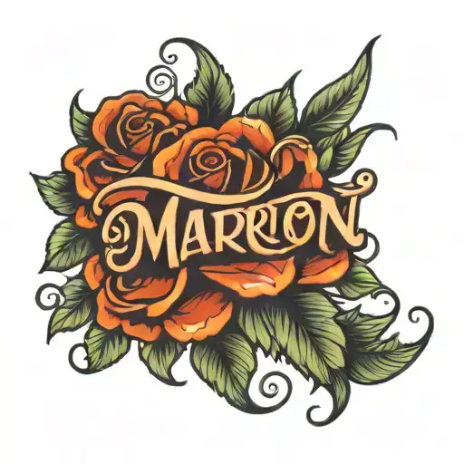 Marion in script font tattoo design idea