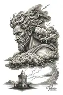 clouds fading lightning  zeus  tattoo design idea