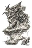clouds fading lightning  zeus  tattoo design idea