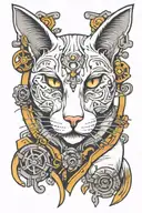 white cat mechanic tattoo design idea