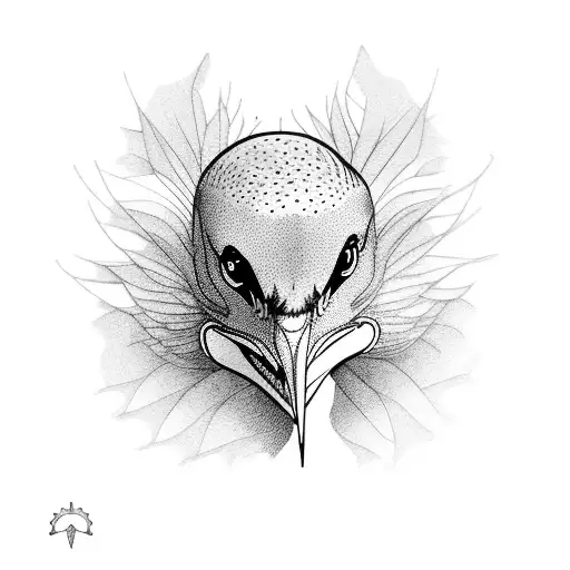 Black heron giving shade to a child tattoo design idea
