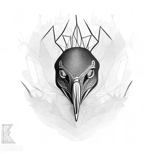 Black heron tattoo design idea