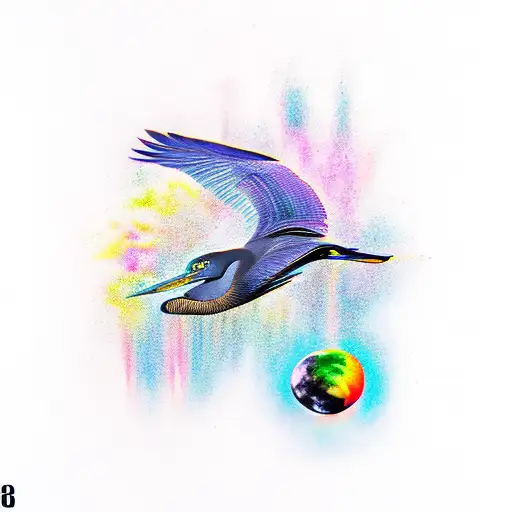 Black heron tattoo design idea