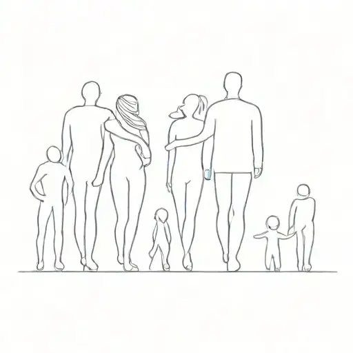 A family of 5 (3 womans and 2 mens tattoo tattoo design idea