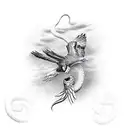 diving eagle clutching snake tattoo design idea