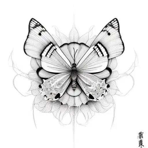 the whole metamorphosis proces of a white butterfly  tattoo design idea