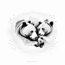 black bear with two cubs tattoo design idea