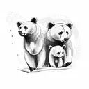 black bear with two cubs tattoo design idea