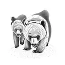 black bear with two cubs tattoo design idea
