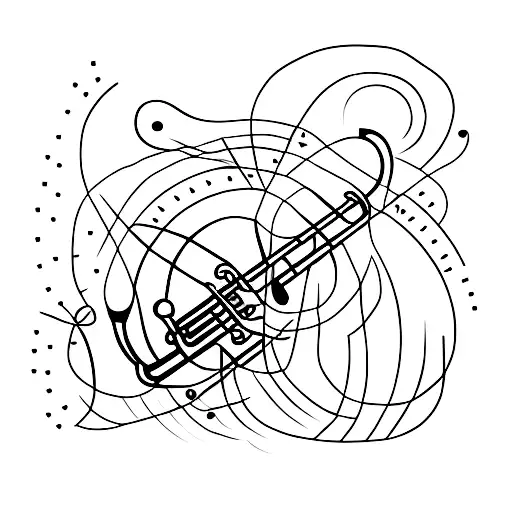 Very simplistic trumpet with abstract lines tattoo design idea