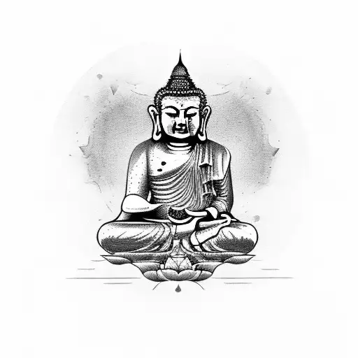 Budha over loto tattoo design idea