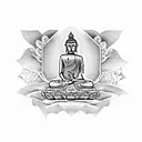 Budha over loto tattoo design idea