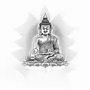 Budha over loto tattoo design idea