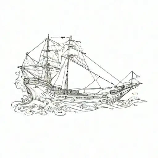 ship sailing tattoo design idea