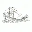 ship sailing tattoo design idea