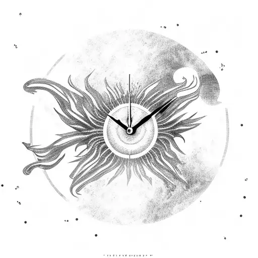 Black hole, cosmos, planets, clock, phoenix  tattoo design idea