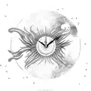Black hole, cosmos, planets, clock, phoenix  tattoo design idea