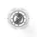 Black hole, cosmos, planets, clock, phoenix  tattoo design idea