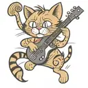 1930's cartoon cat playing a bass guitar tattoo design idea