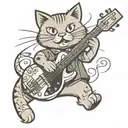 1930's cartoon cat playing a bass guitar tattoo design idea