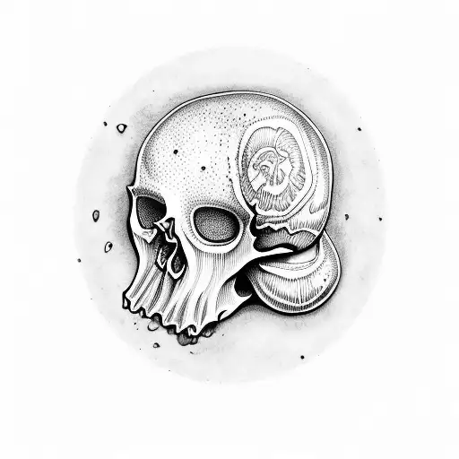 mushroom skull tattoo design idea