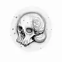 mushroom skull tattoo design idea